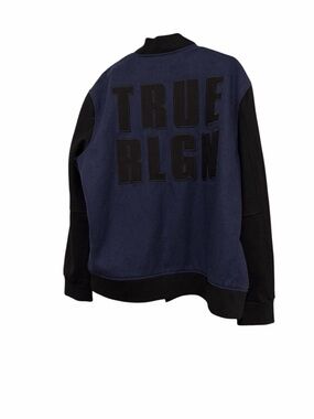 True Religion Navy and Black Bomber Varsity Jacket